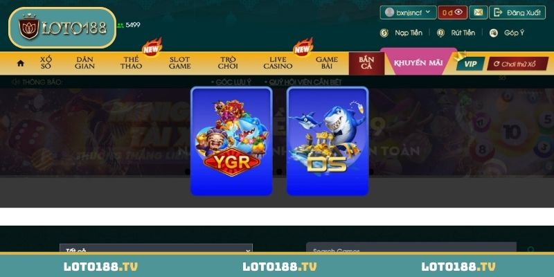 Các sảnh chơi bắn cá có tại LOTO188