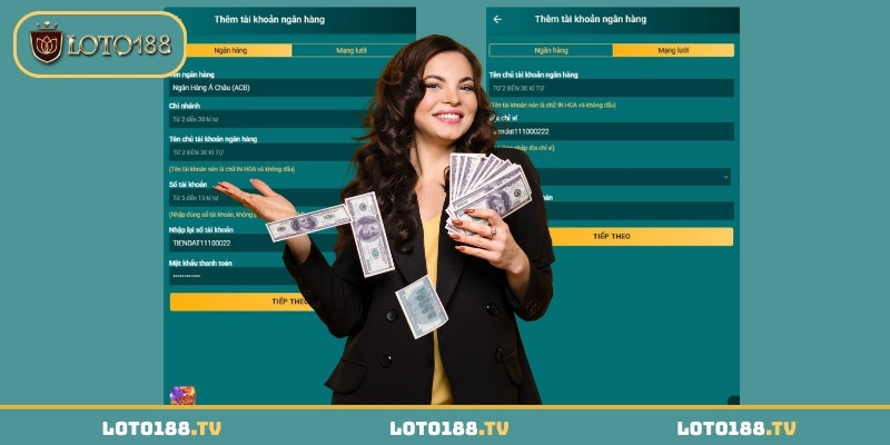 Liên kết thẻ ngân hàng thụ hưởng hoặc địa chỉ ví điện tử