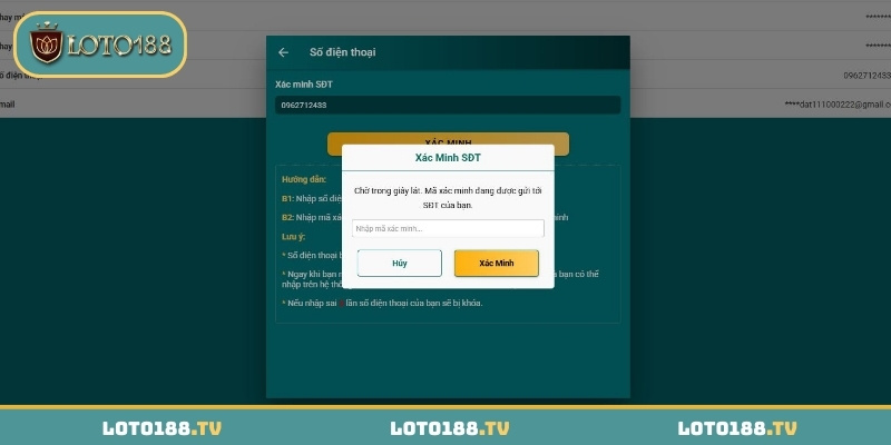 Đăng Ký LOTO188 - Hướng Dẫn Chi Tiết Từ A-Z Cho Người Mới 6 Quy trình xác minh số điện thoại sau khi đăng ký tài khoản LOTO188